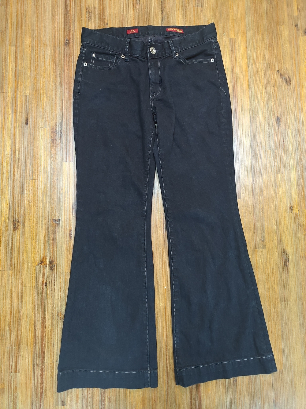Express Y2K low rise Eva Fit & Flare Stretch Dark Wash Jeans Womens Size 4S